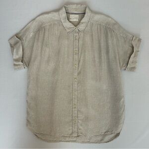 J.Crew Relaxed Fit Baird McNutt 100% Irish Linen Short Sleeve Shirt Beige Medium